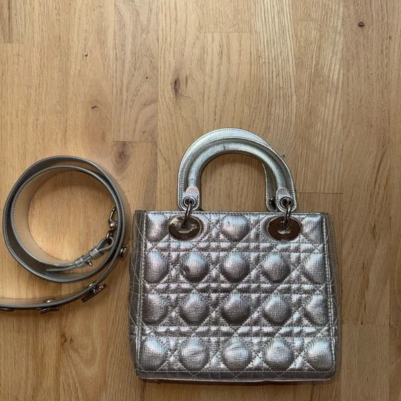 Dior Silver Mini Bag with Quilted Cannage Pattern - Picture 9 of 17